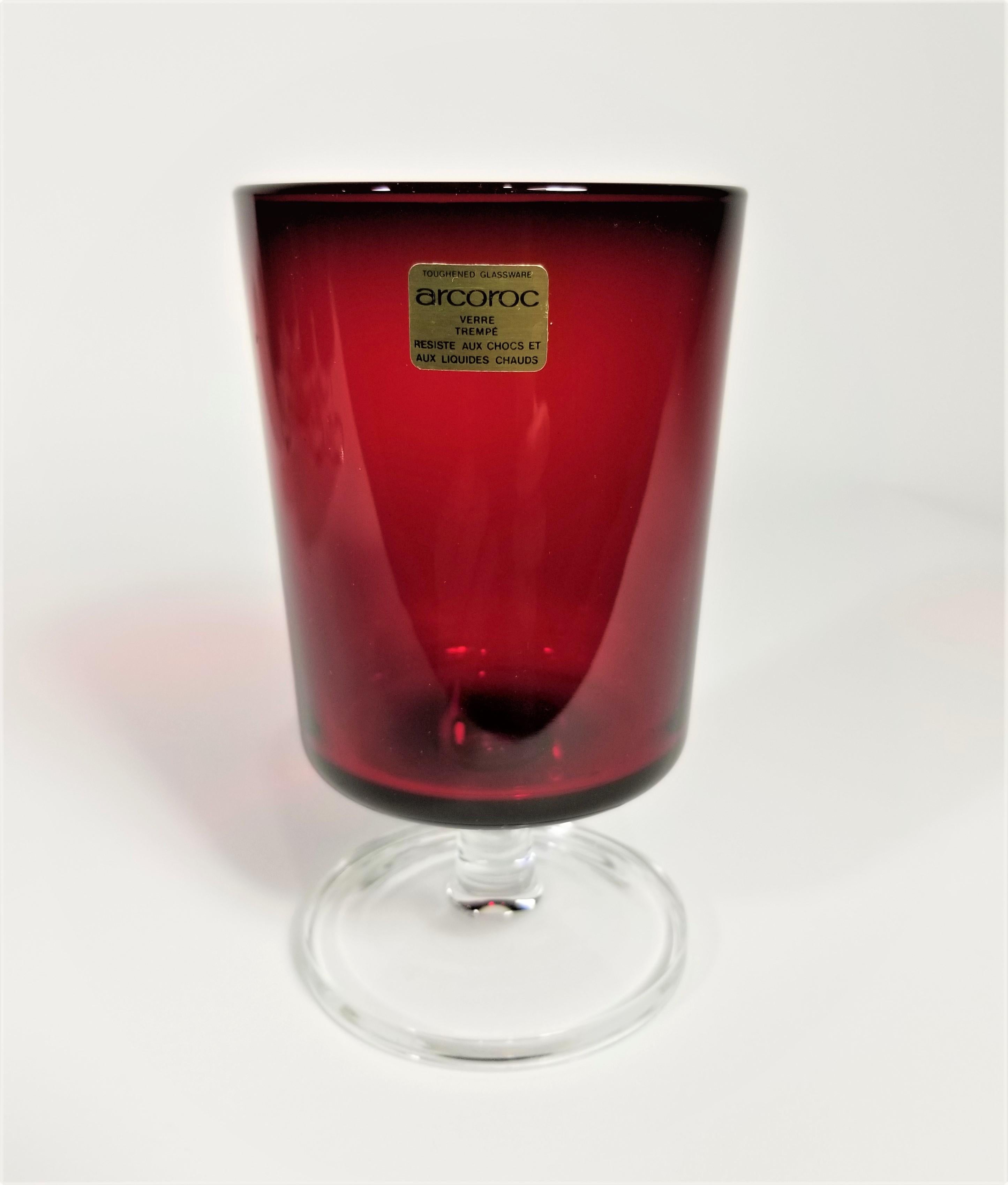 French Stemware Glassware Ruby Red 1960s Midcentury France Set of 10 For Sale 2