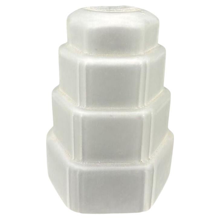 French Stepped Art Deco Frosted Glass Ceiling Shade by Vianne