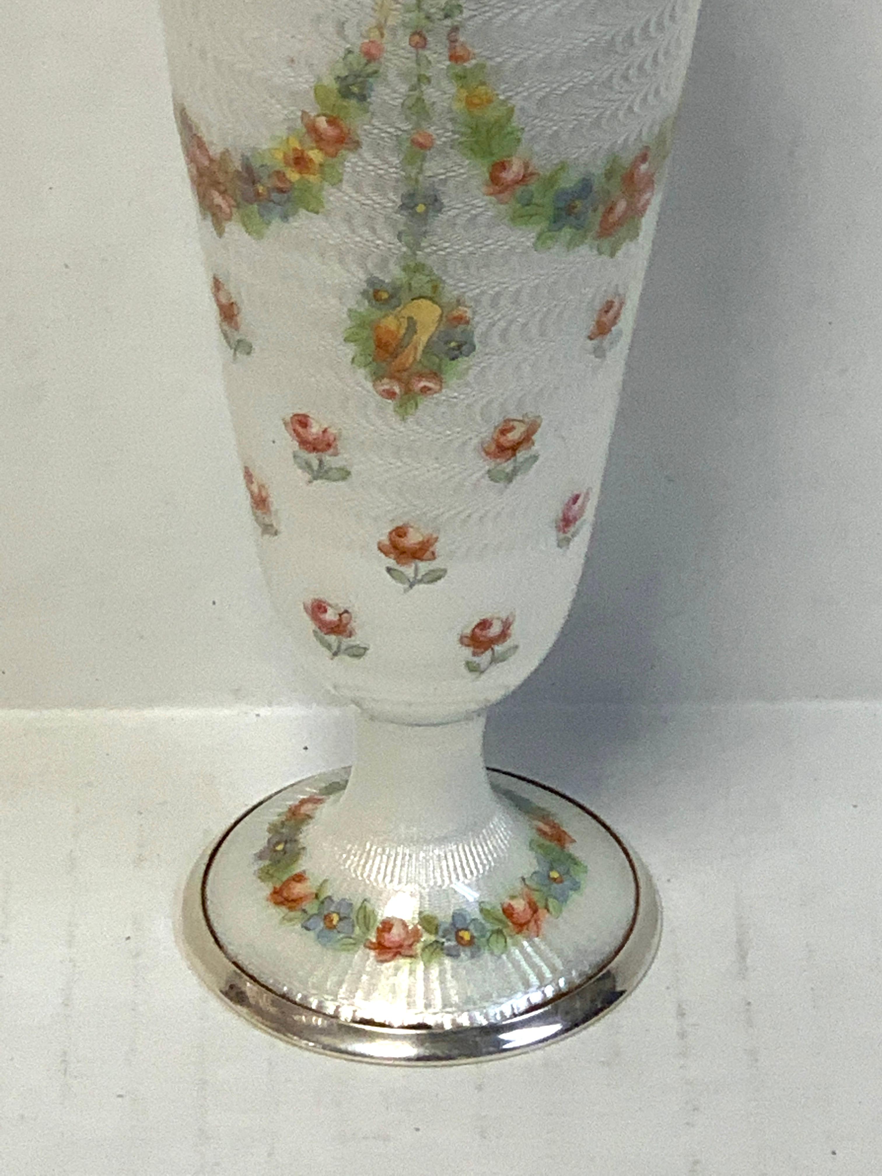French Sterling and Guilloche Enamel Neoclassical Vase 1