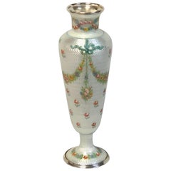 French Sterling and Guilloche Enamel Neoclassical Vase