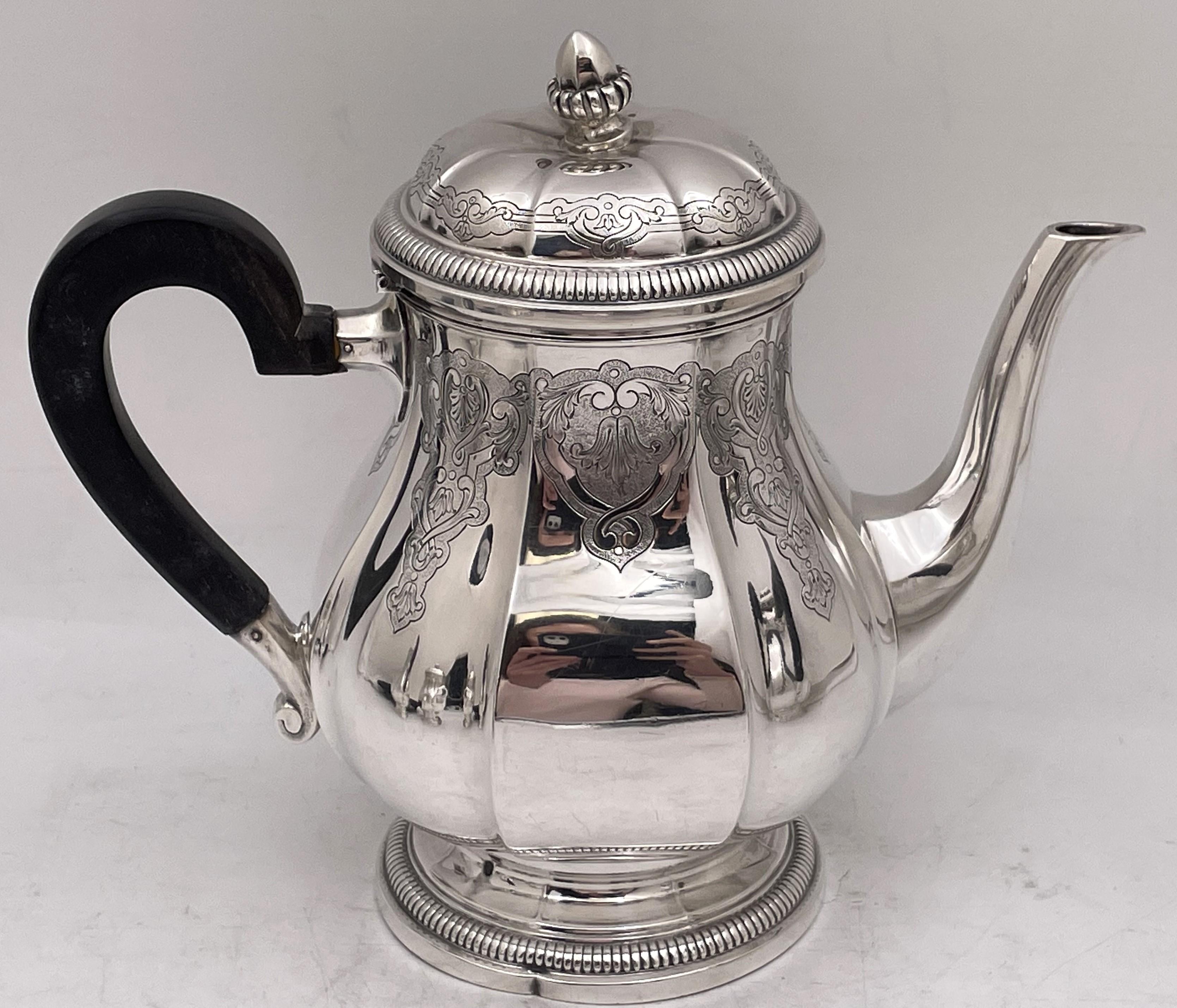 French Sterling Silver 4-Piece Art Deco Tea / Coffee Set Early 20th Century 2