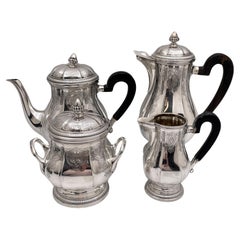 French Sterling Silver 4-Piece Art Deco Tea / Coffee Set Early 20th Century