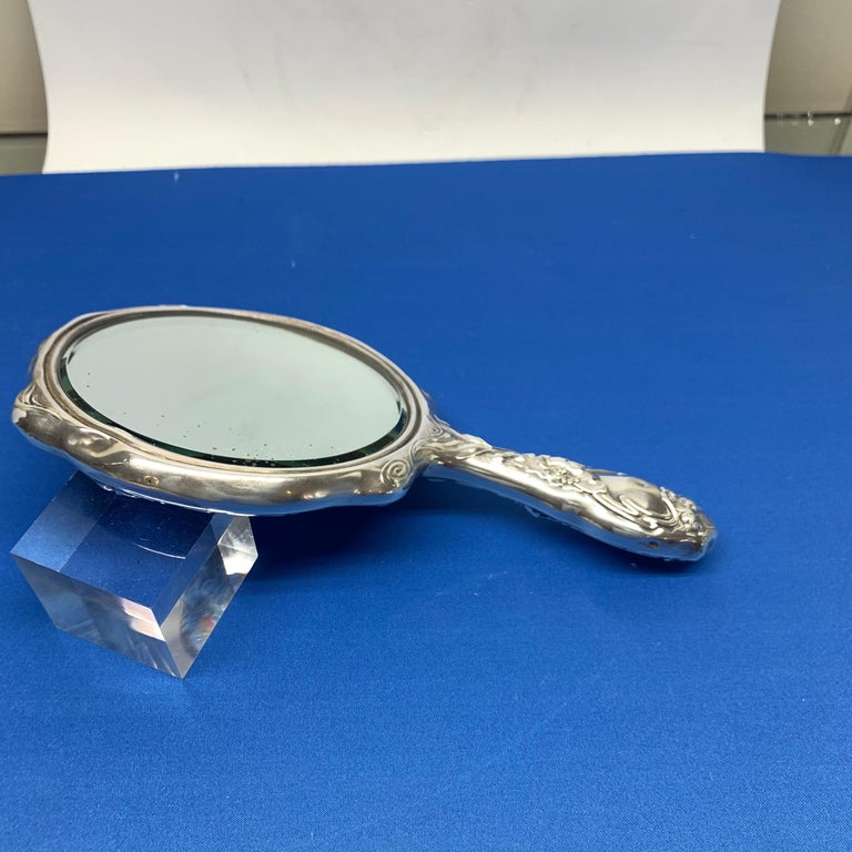 French Sterling Silver Art Nouveau Hand Vanity Mirror at 1stDibs