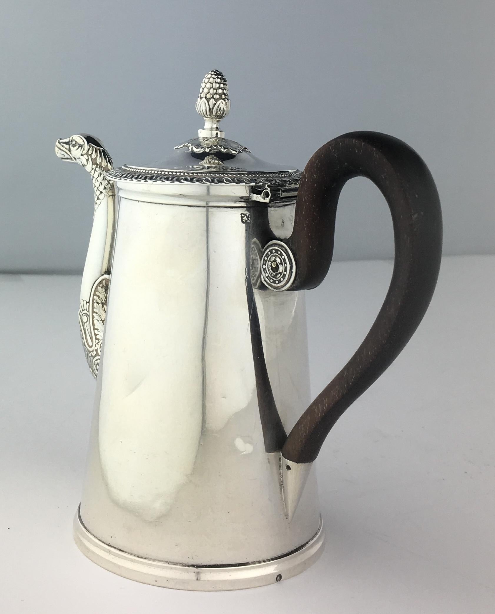 Antique 19th Century French Sterling Silver Rococo Chocolate Pot For Sale 5