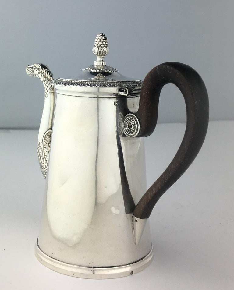 French Sterling Silver Chocolate Pot, 19th Century For Sale at 1stdibs