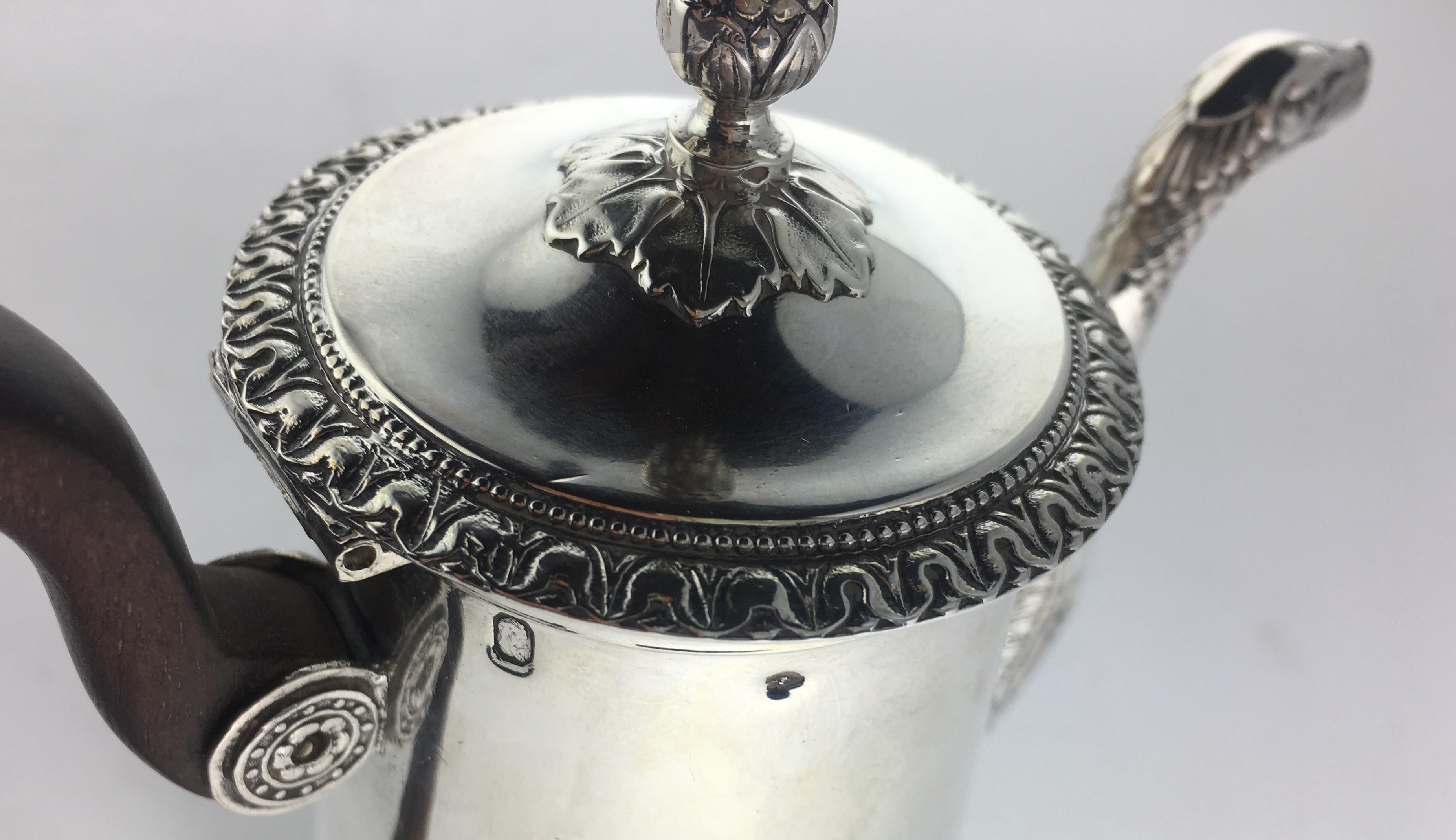 Hand-Crafted Antique 19th Century French Sterling Silver Rococo Chocolate Pot For Sale