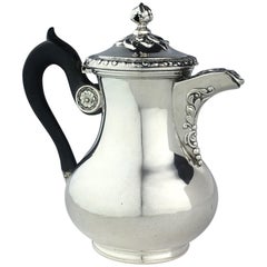 Cafetière/théière rococo en argent sterling par Martial Fray, France, 19ème siècle