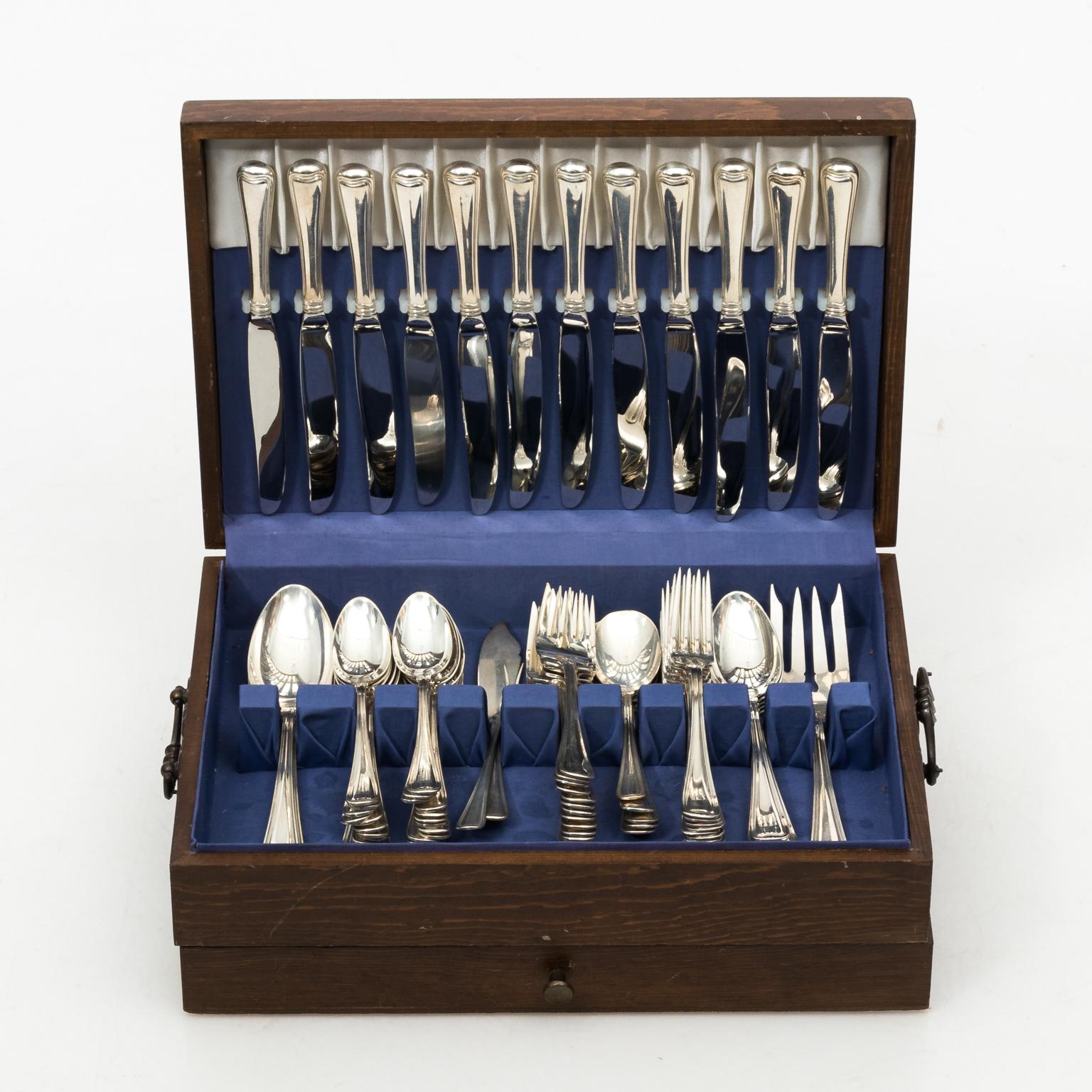 Polished French Sterling Silver Flatware Set by Gorham, circa 1905