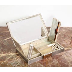 French Sterling Silver & Gold Vanity Box Case with Rubies, circa 1940, Boucheron