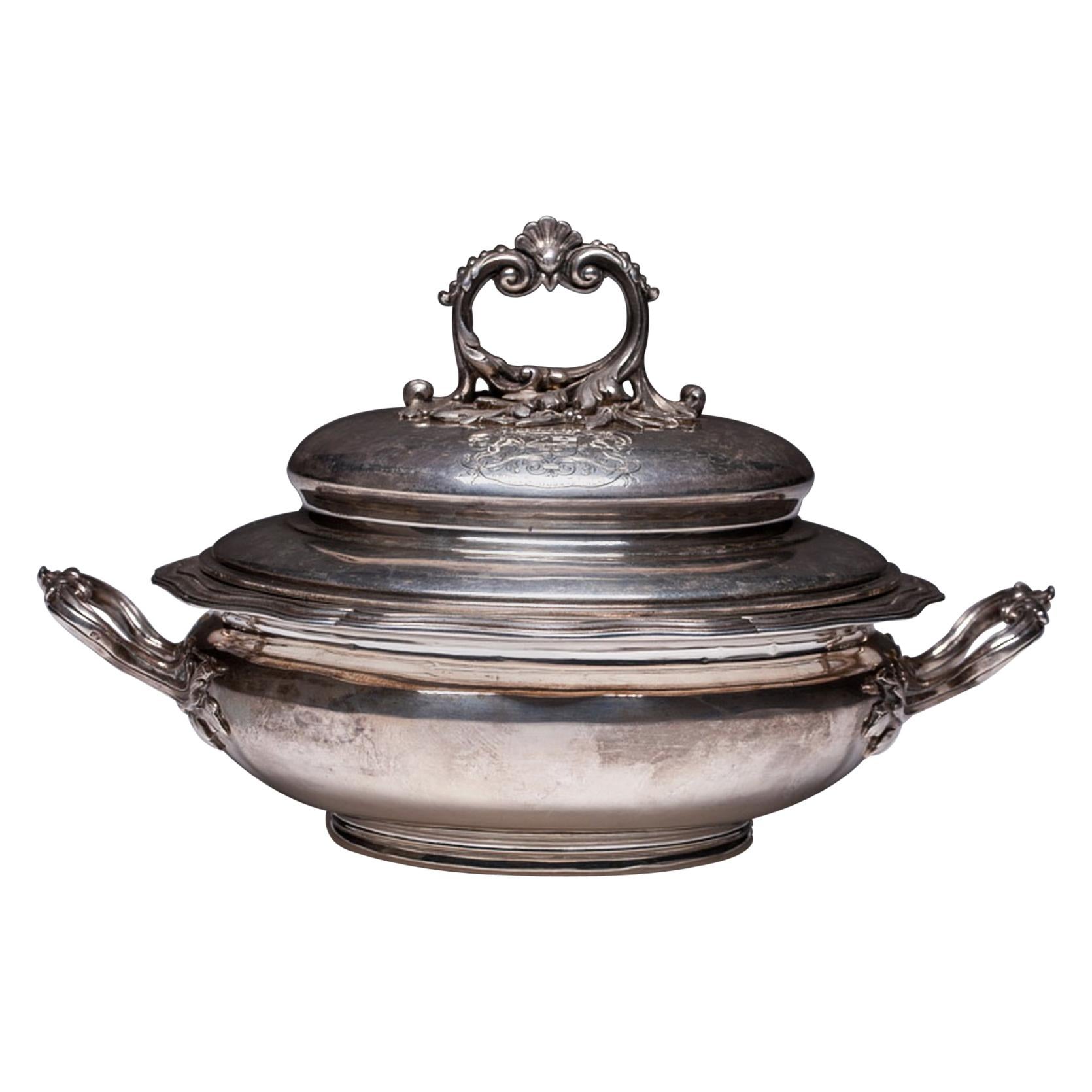 French Sterling Silver Louis XV Style Soup or Vegetable Tureen For Sale