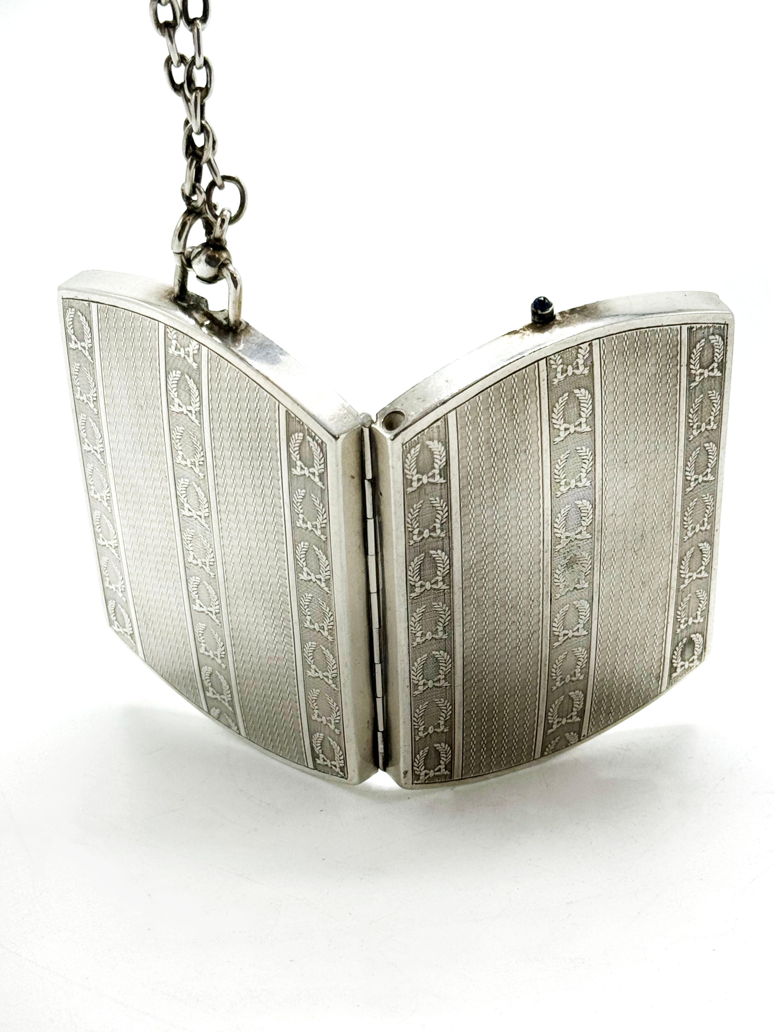 French sterling silver Neoclassic vanity case For Sale 3