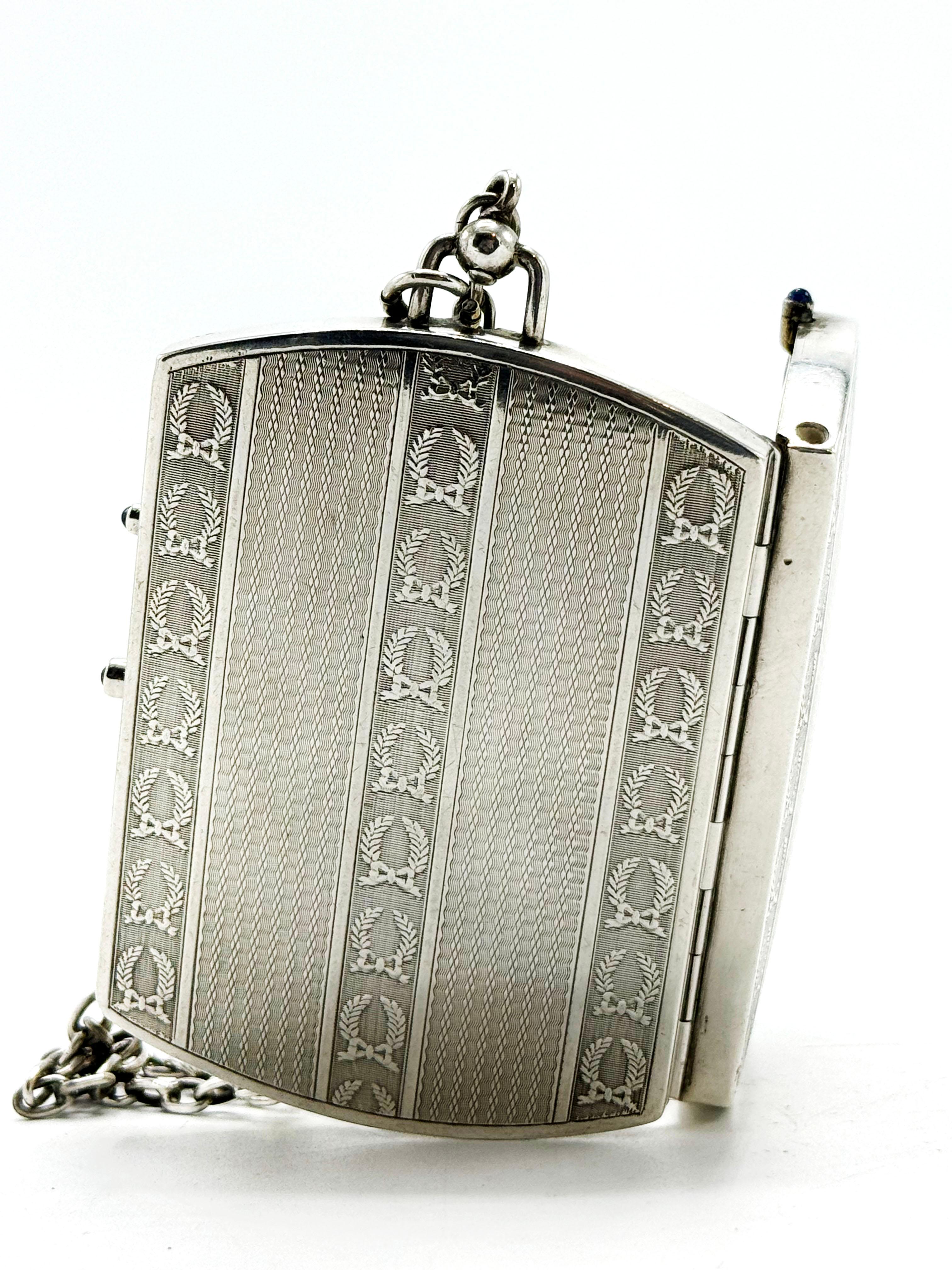 French sterling silver Neoclassic vanity case For Sale 4