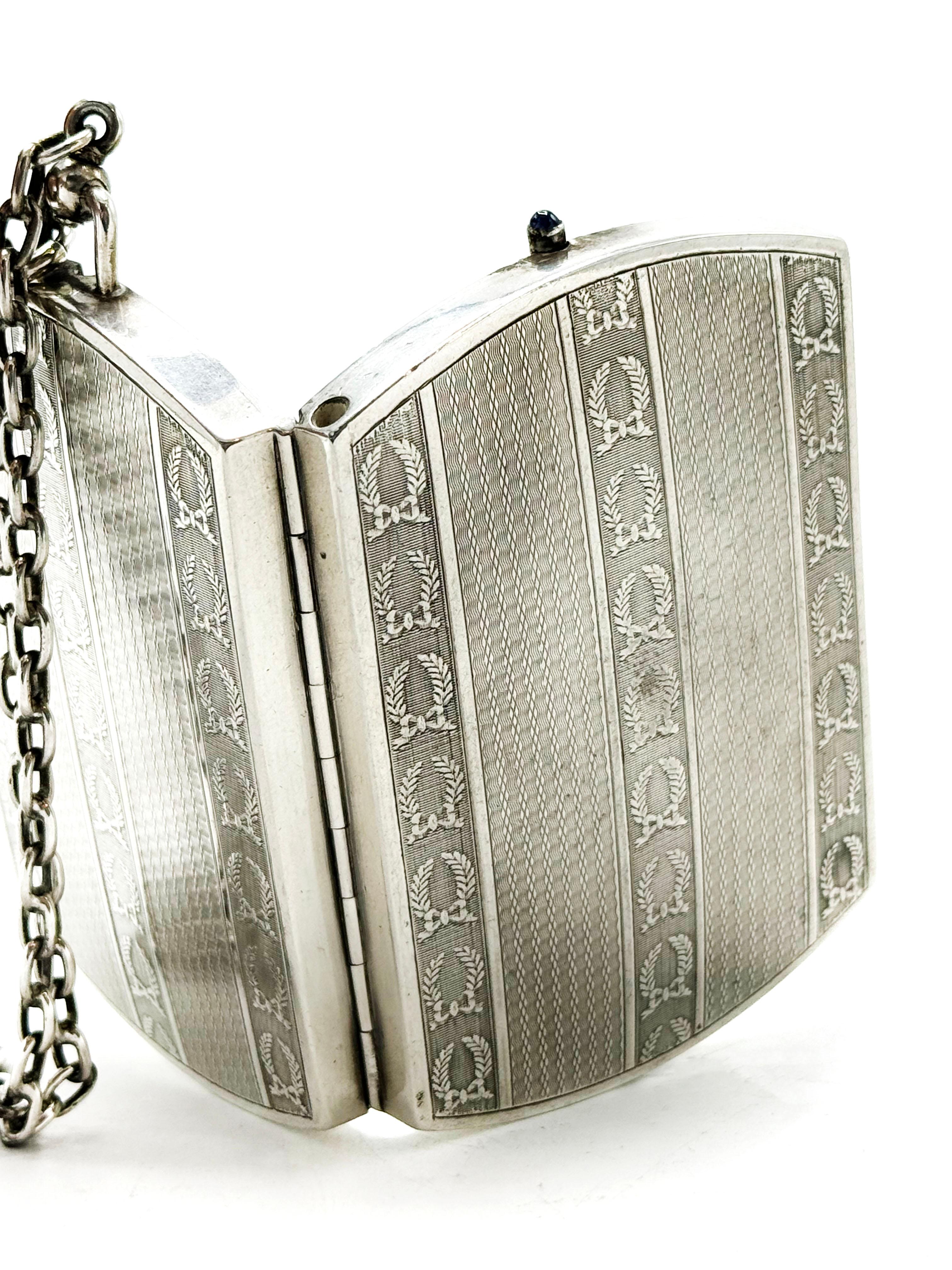 French sterling silver Neoclassic vanity case For Sale 5