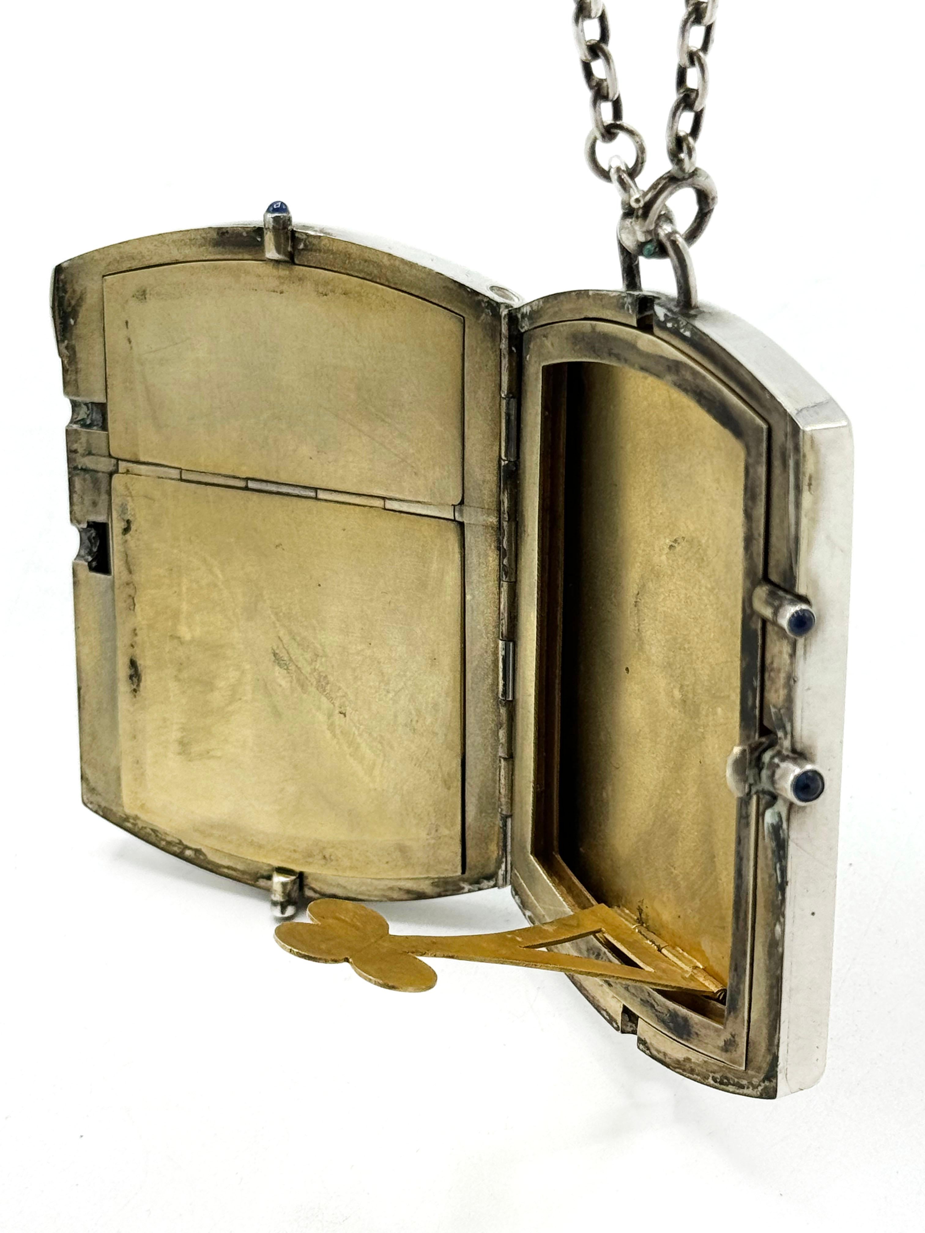 French sterling silver Neoclassic vanity case For Sale 2