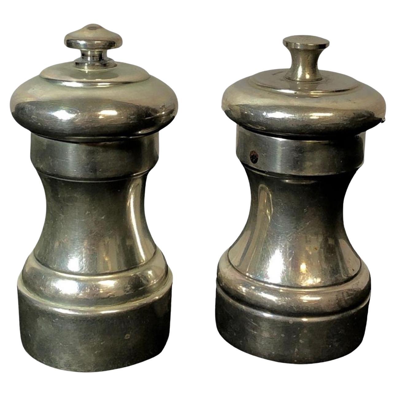French Sterling Silver Salt And Pepper Grinders.