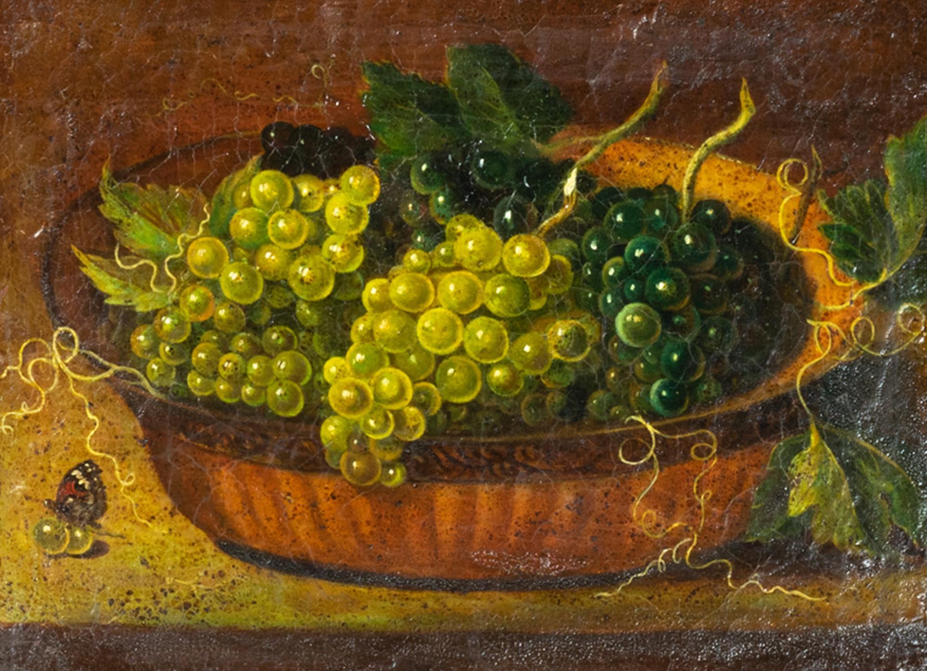 French Still Life Grapes Painting, 19th Century For Sale 1