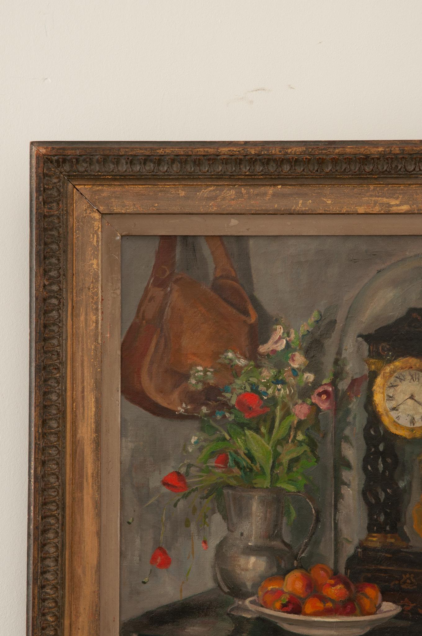 19th Century French Still Life Oil on Canvas in Original Frame For Sale