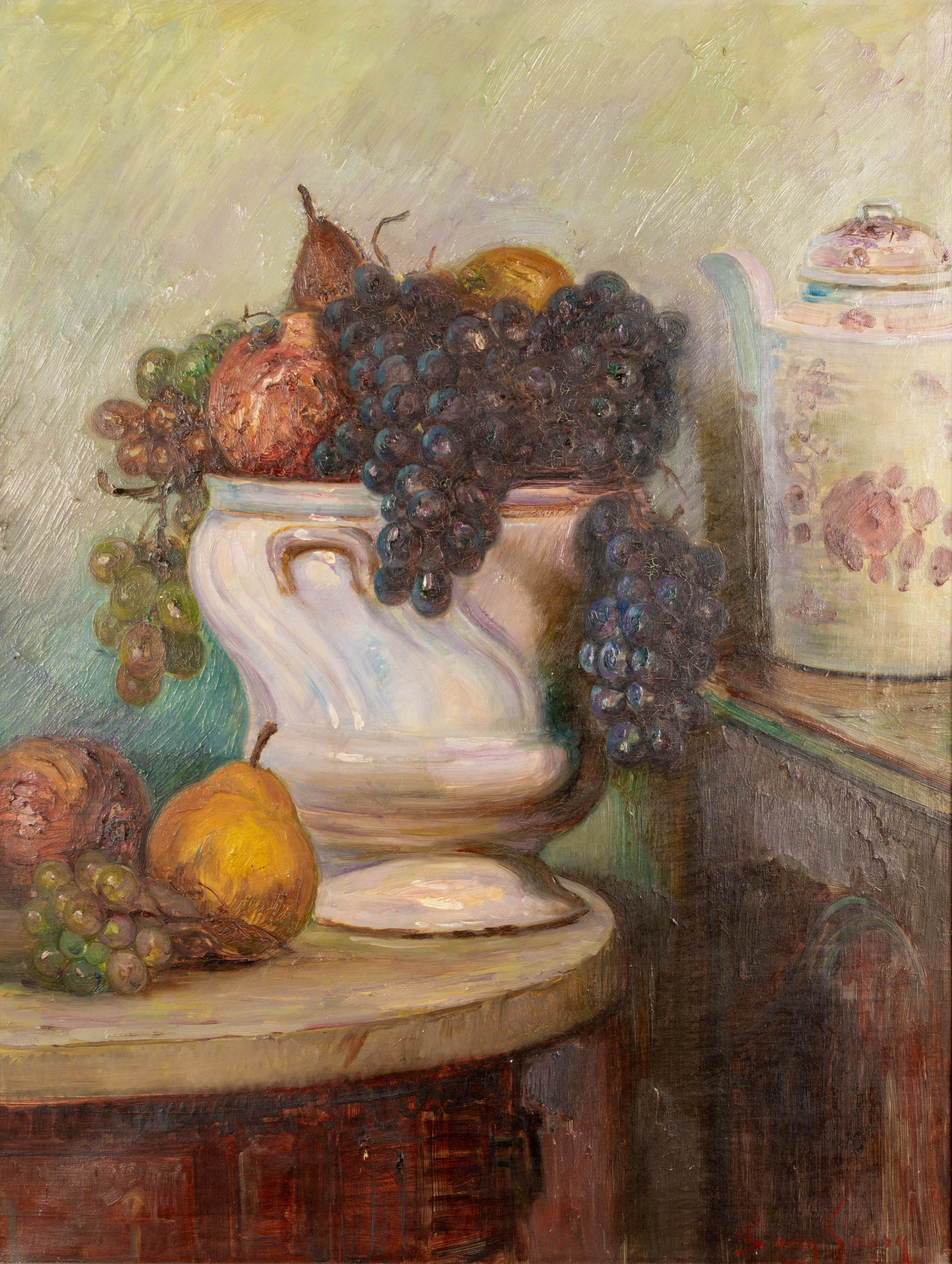 Hand-Painted French Still Life Oil Painting by Sany Sassy For Sale
