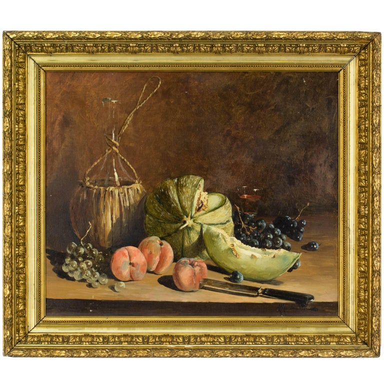 French Still Life Painting by Moutaulon For Sale at 1stdibs