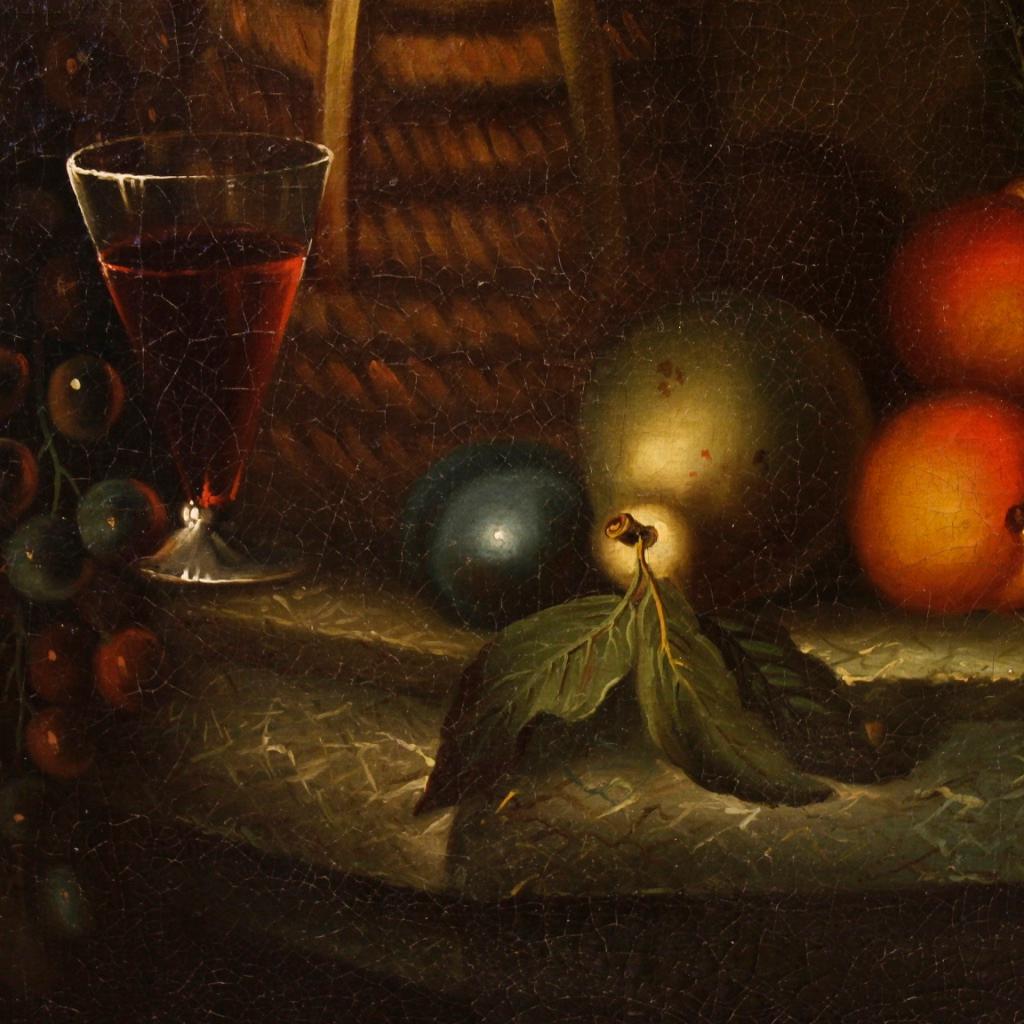 French Still Life Painting Oil on Canvas from 19th Century In Good Condition In Vicoforte, Piedmont