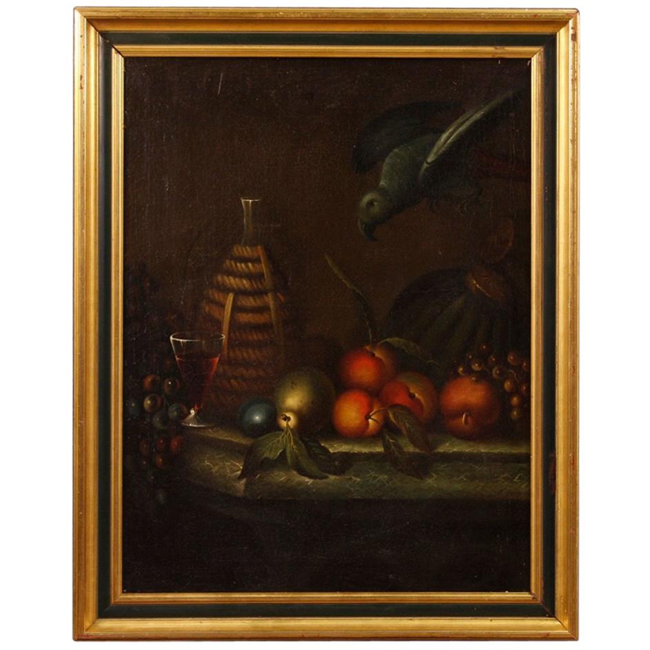 French Still Life Painting Oil on Canvas from 19th Century