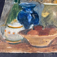 French Still Life with Fruit Bowl, Oil Painting on Canvas