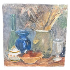 French Still Life with Bowl, Oil Painting on Canvas