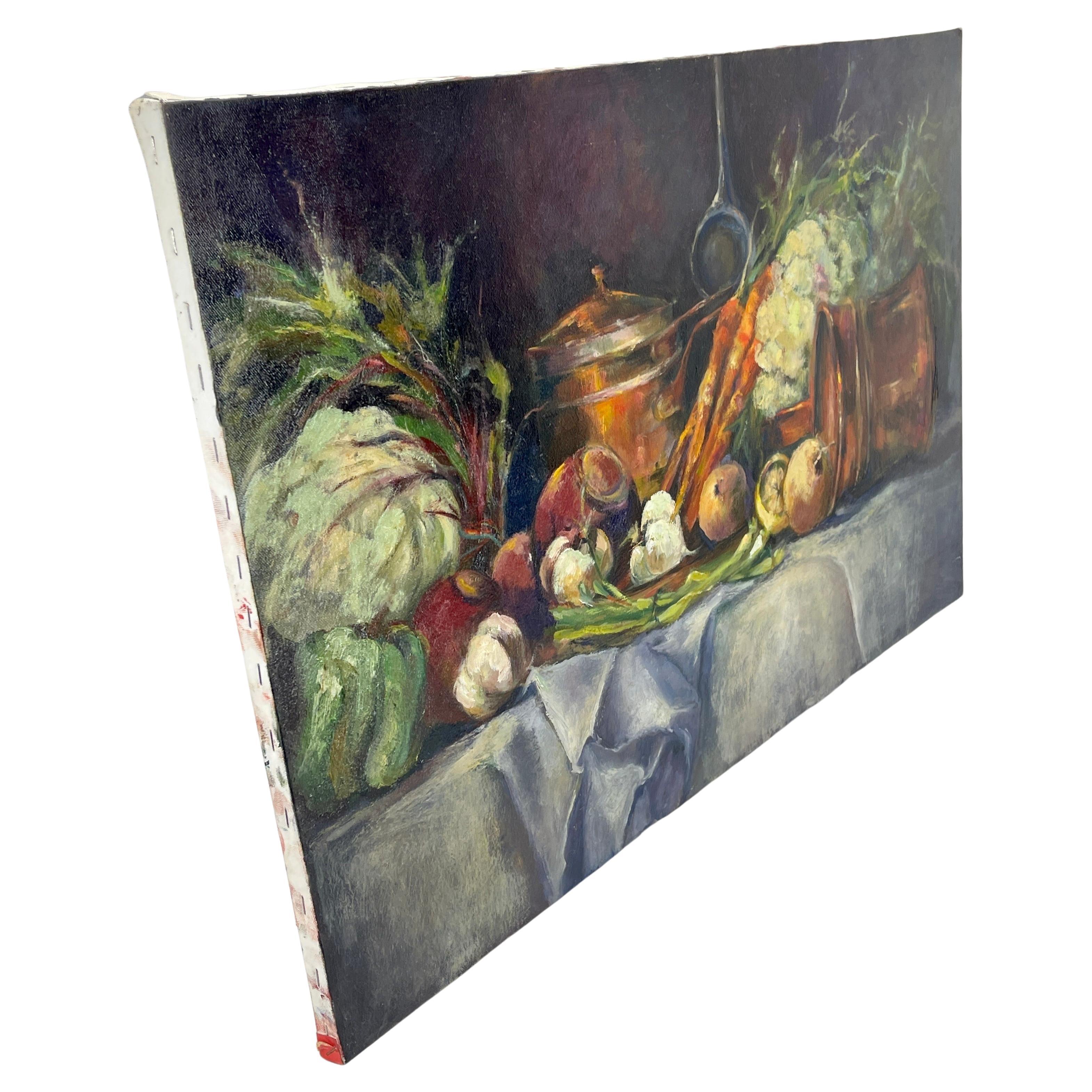 French Still Life with Vegetables, Oil Painting on Canvas For Sale at ...