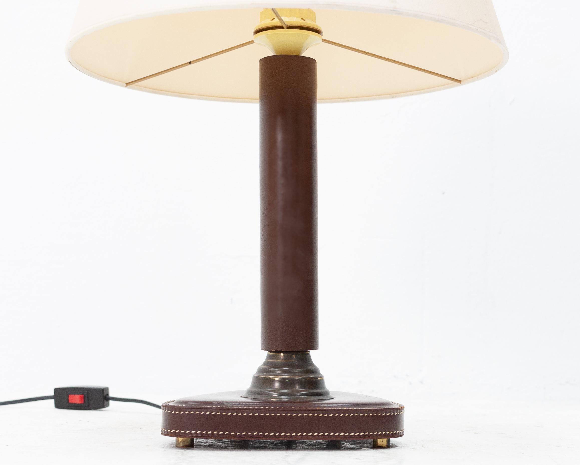 French Stitched Leather Desk Lamp In Good Condition In Den Haag, NL