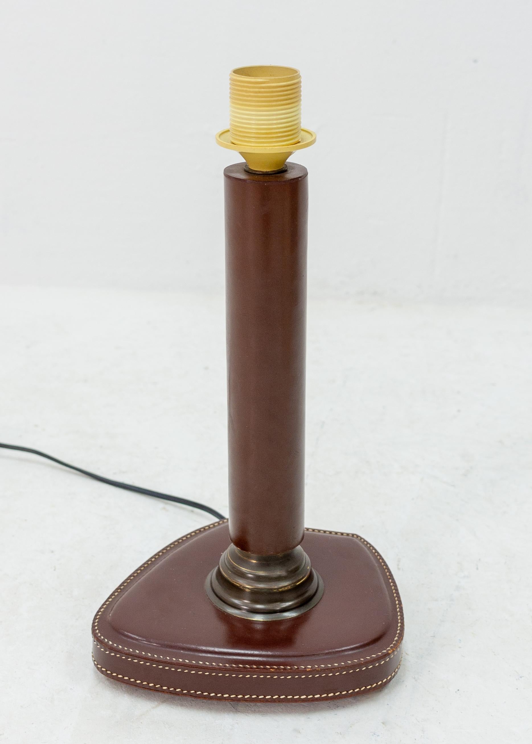 French Stitched Leather Desk Lamp 1