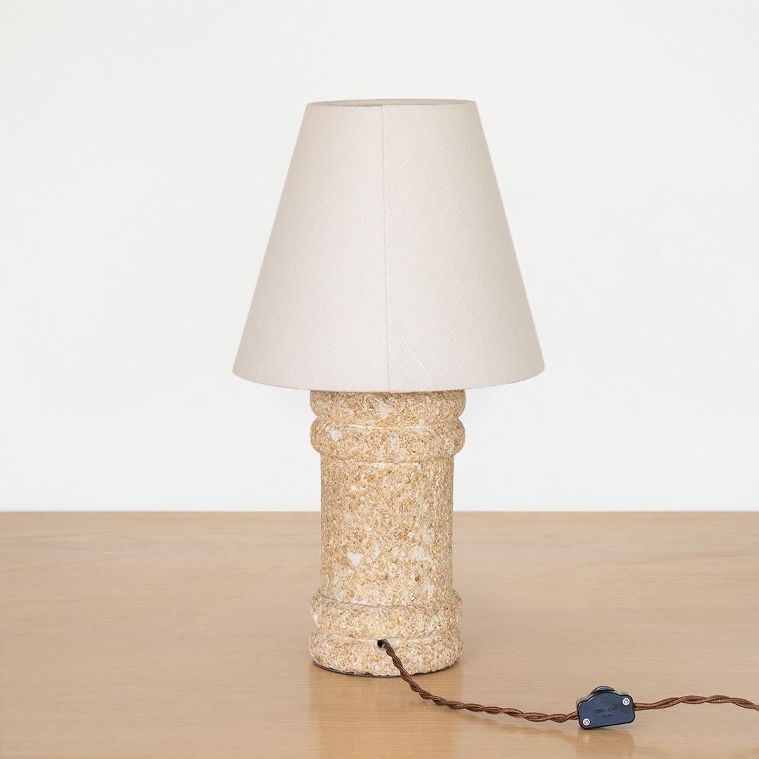 20th Century French, Stone and Linen Table Lamp