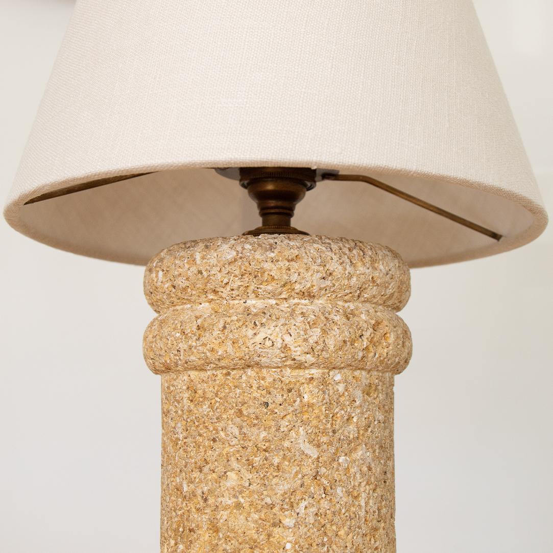 French, Stone and Linen Table Lamp 1