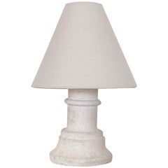 French Stone and Linen Table Lamp