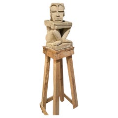 French Stone Carved Modernist Man C1930