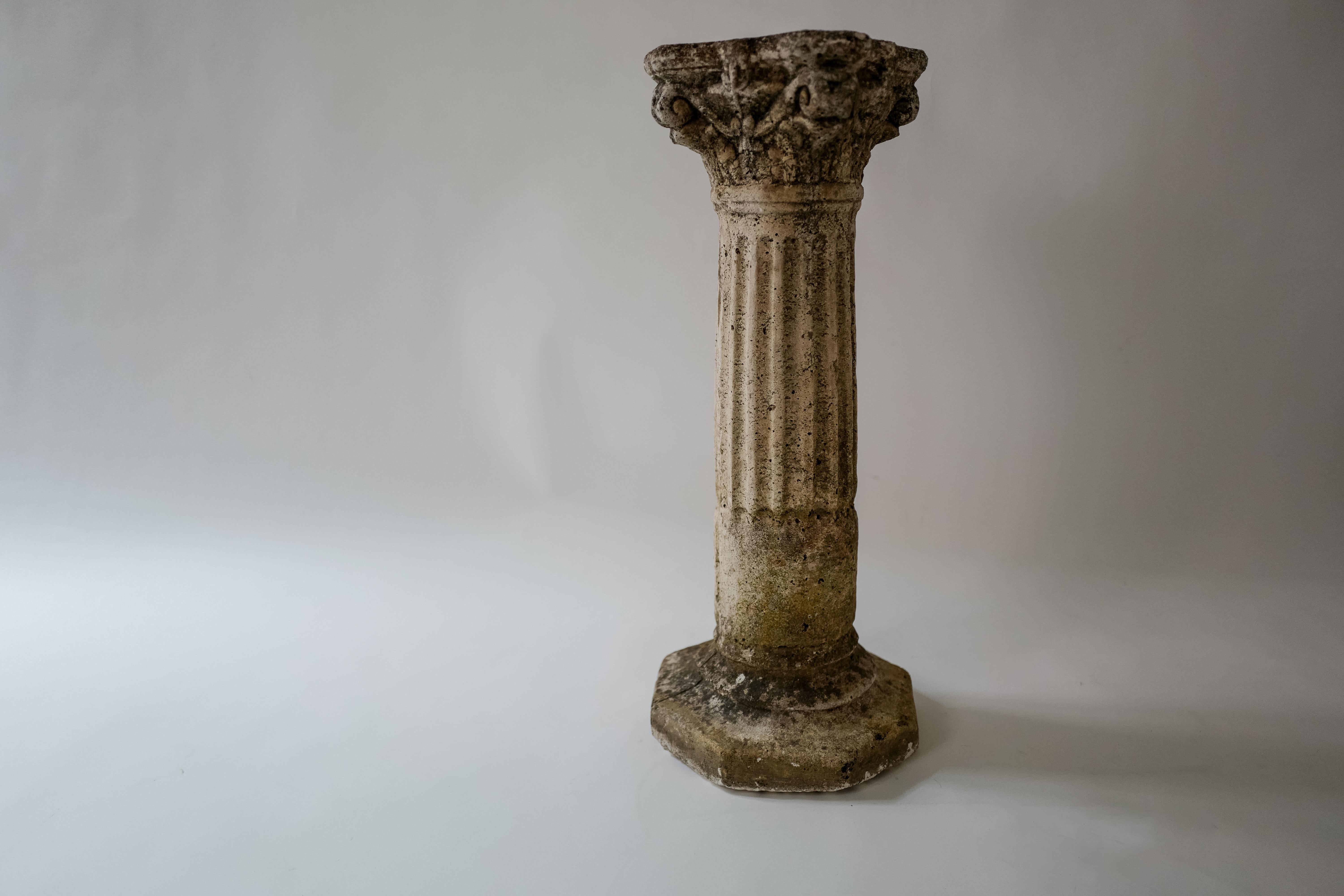 19th Century French Stone garden column pedestal. Could be used outside or inside. Please note this is solid and is therefore very heavy. 