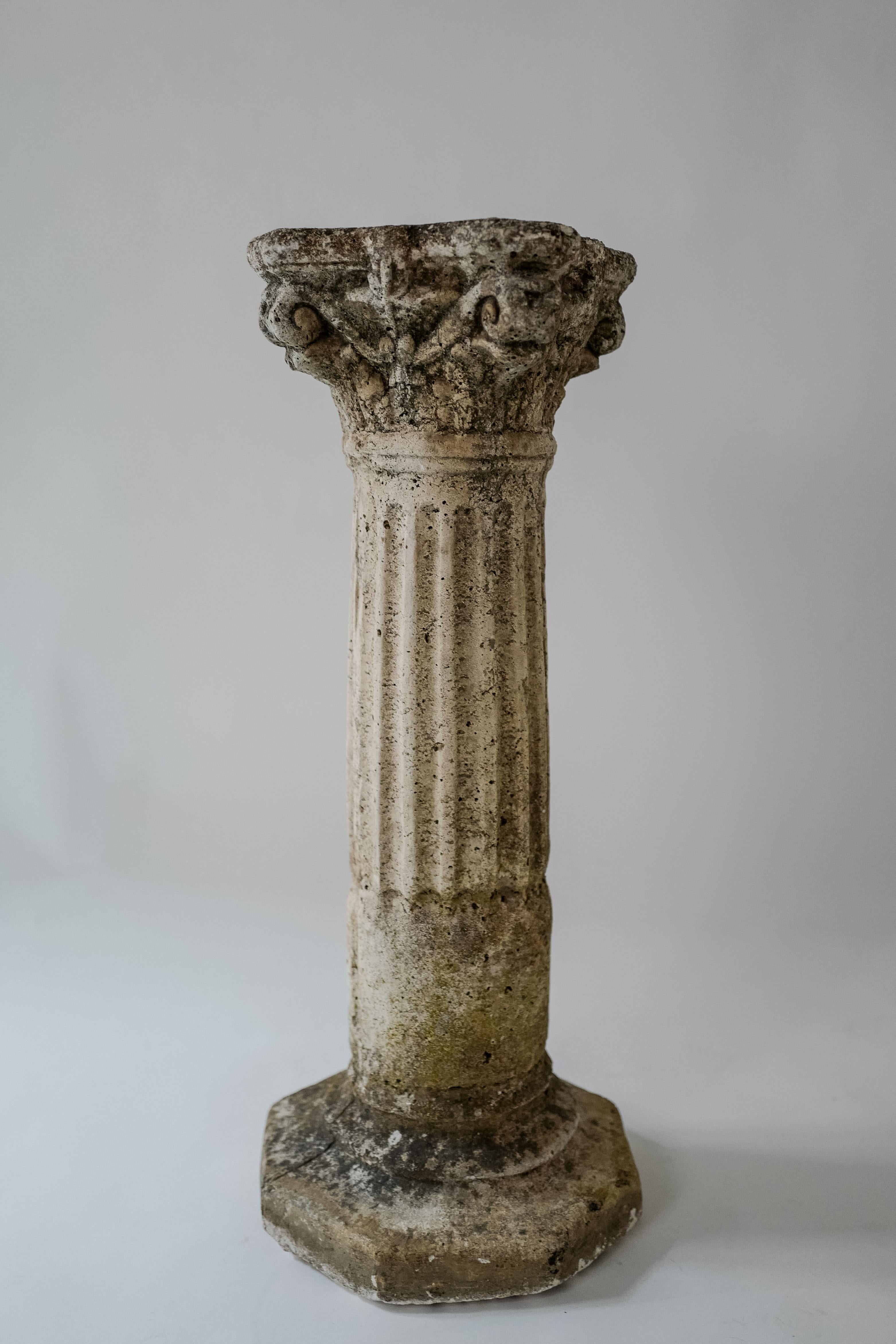 French Stone Column Garden Pedestal 19th Century For Sale 1