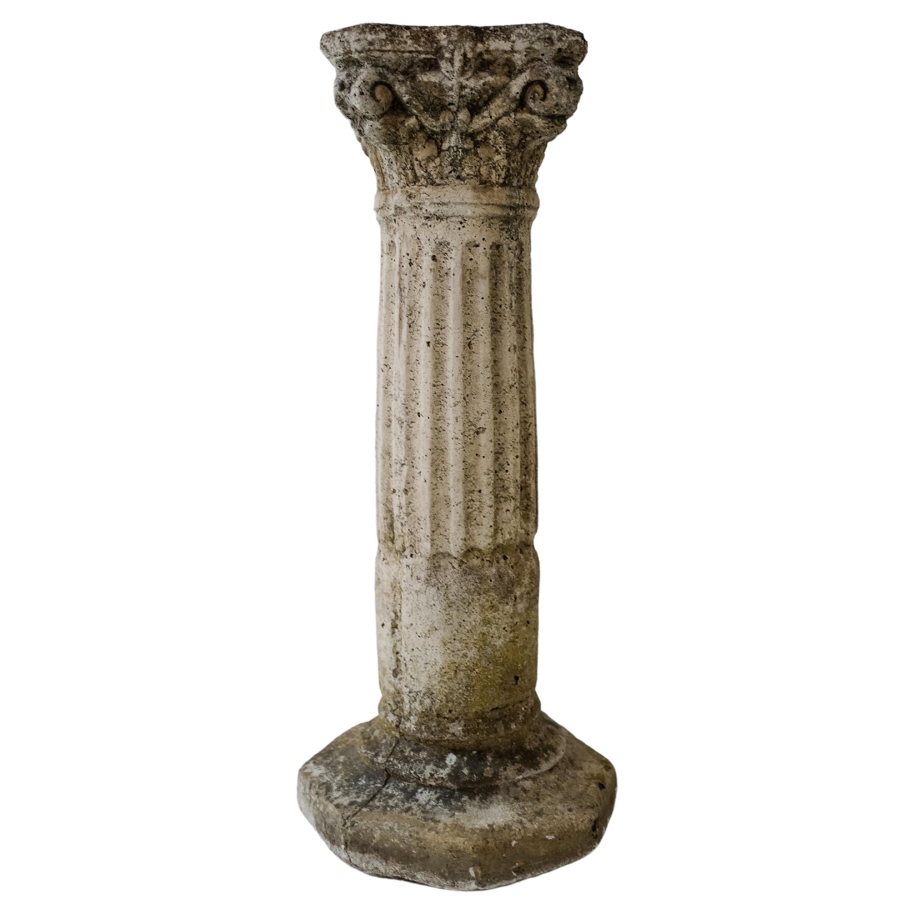 French Stone Column Garden Pedestal 19th Century For Sale