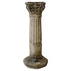 Antique French Stone Column Garden Pedestal 19th Century