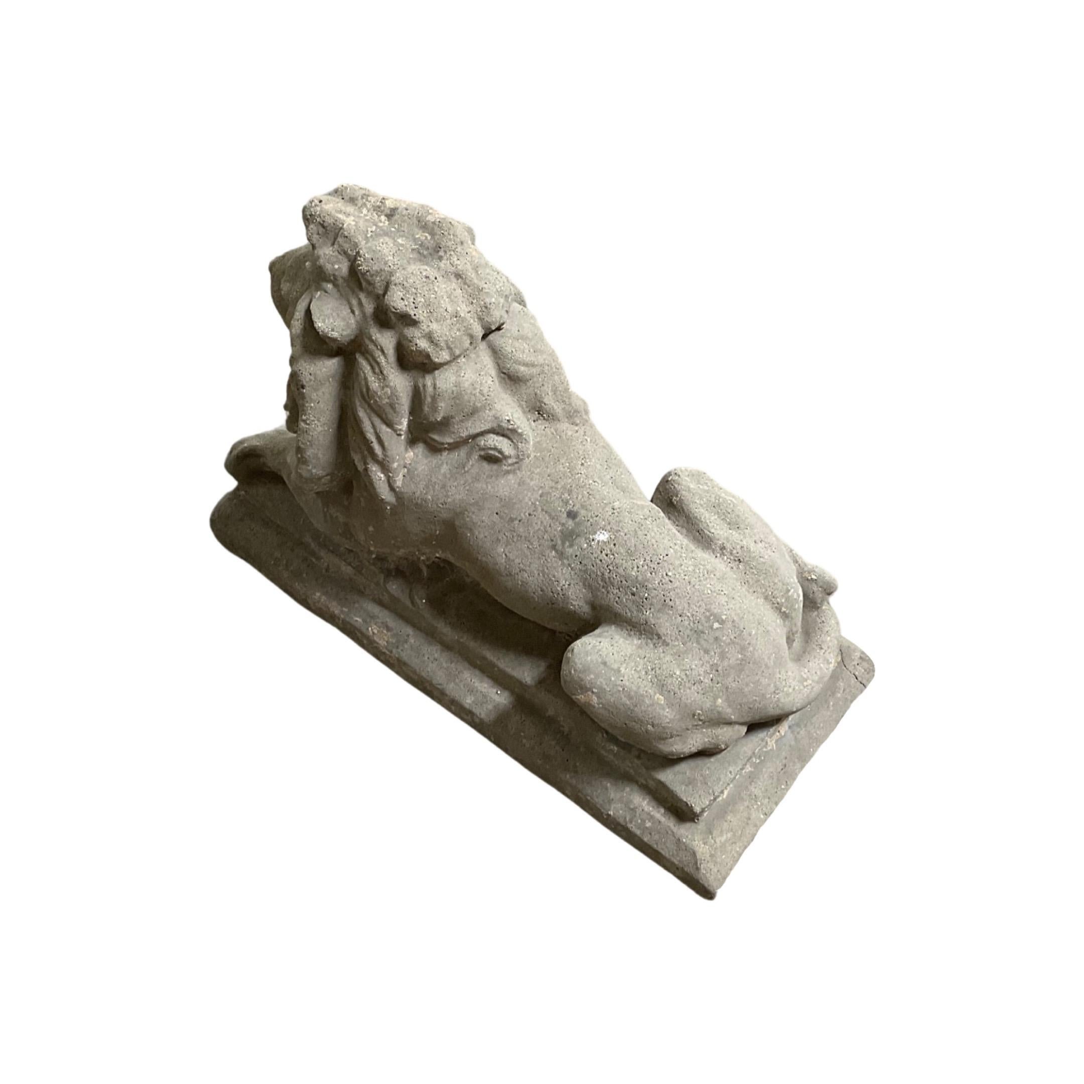 French Stone Composite Lion Sculptures In Good Condition For Sale In Dallas, TX