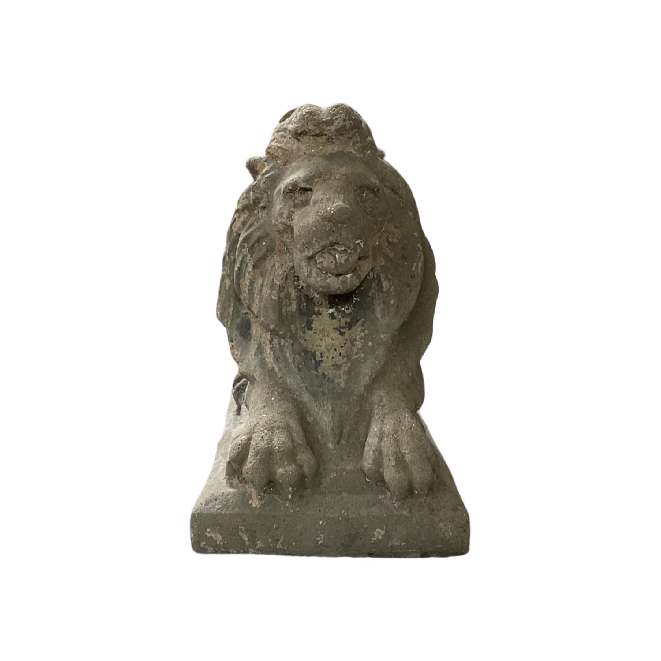 Composition French Stone Composite Lion Sculptures For Sale
