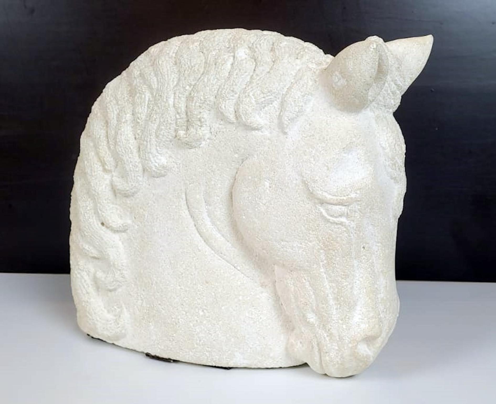 French Stone Horse Head Monogrammed SW For Sale 7
