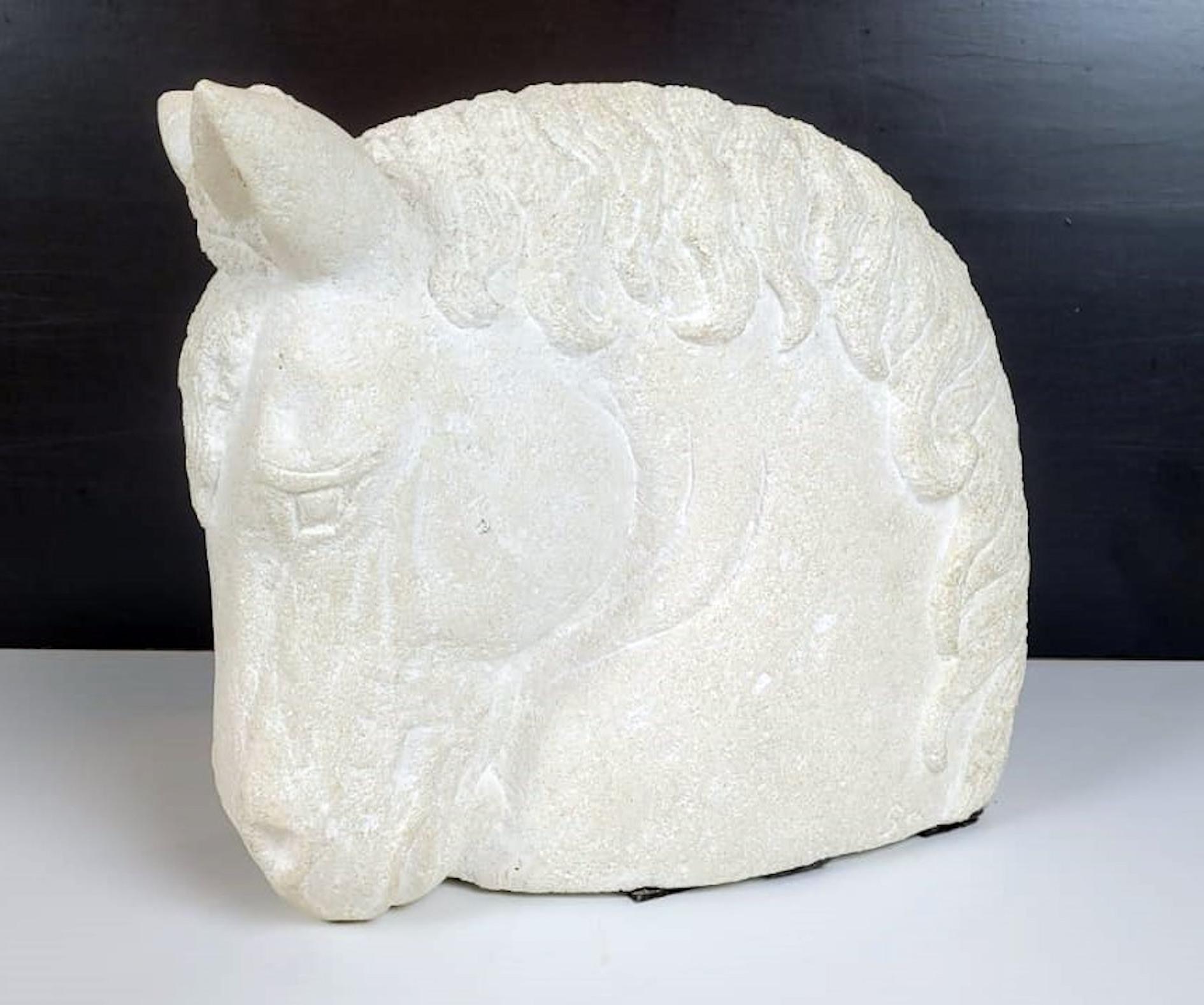 French Stone Horse Head Monogrammed SW For Sale 6
