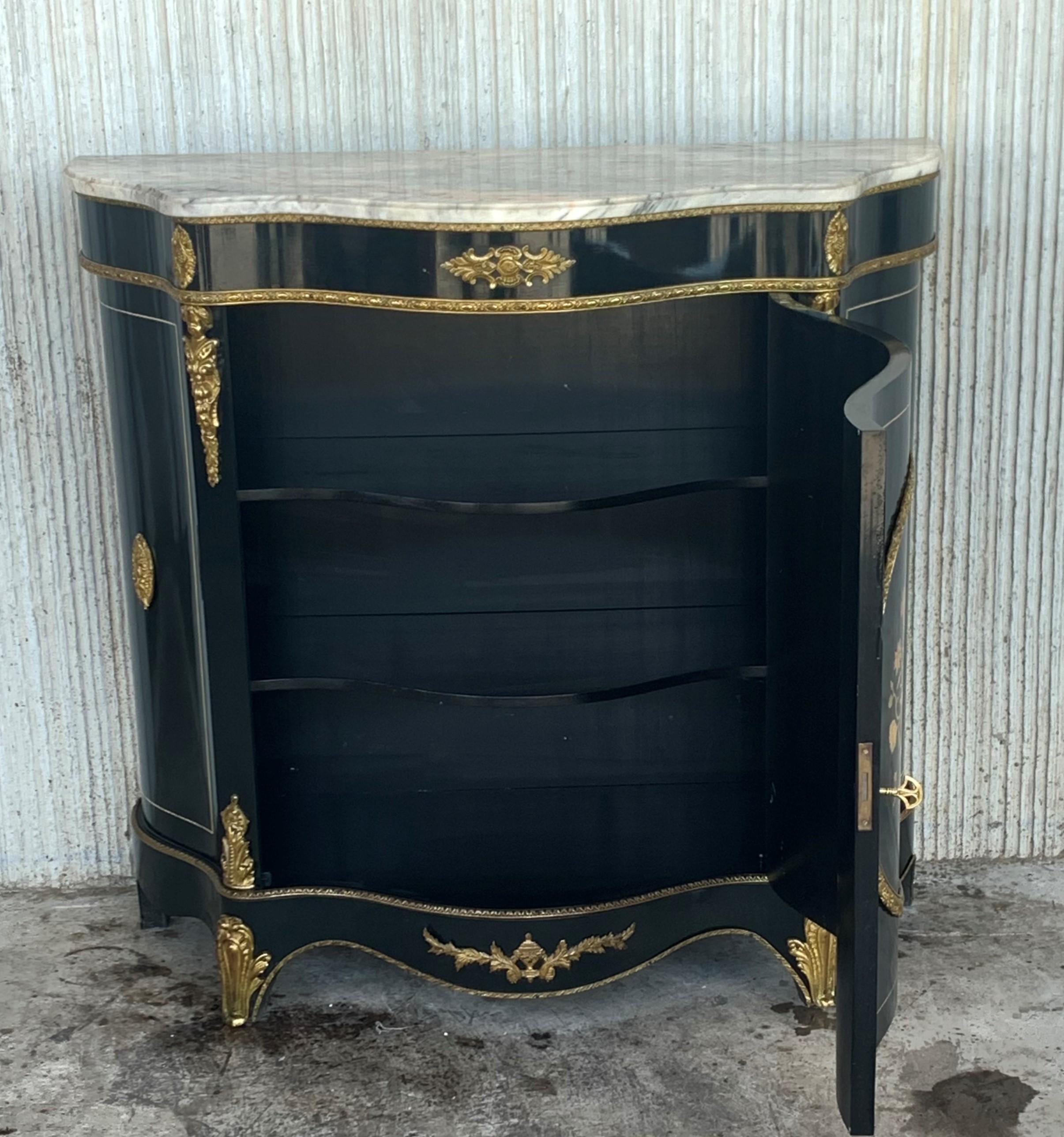 French Stone Overlay Ormolu Mounted Cabinet, 19th Century In Good Condition For Sale In Miami, FL