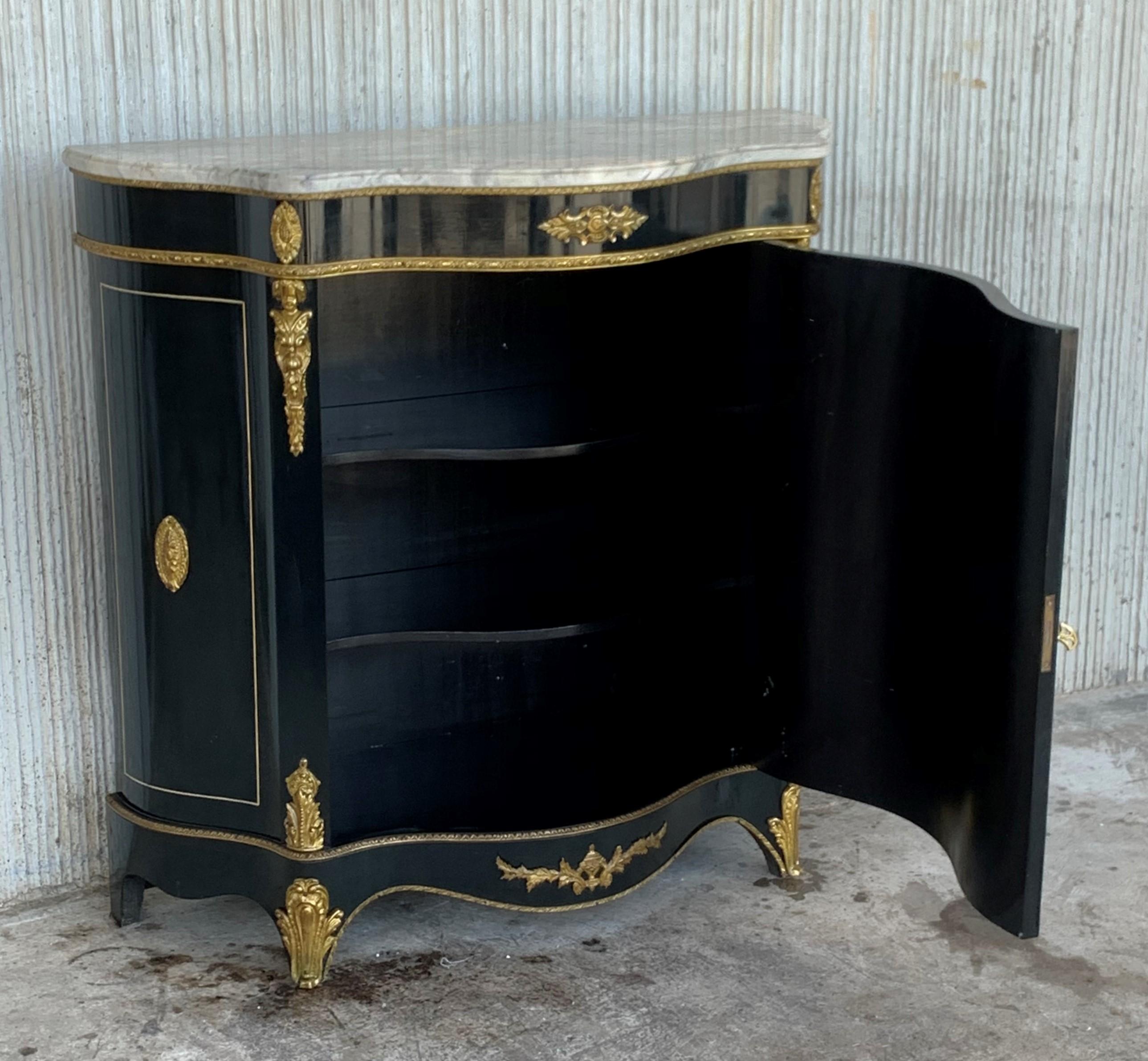 20th Century French Stone Overlay Ormolu Mounted Cabinet, 19th Century For Sale