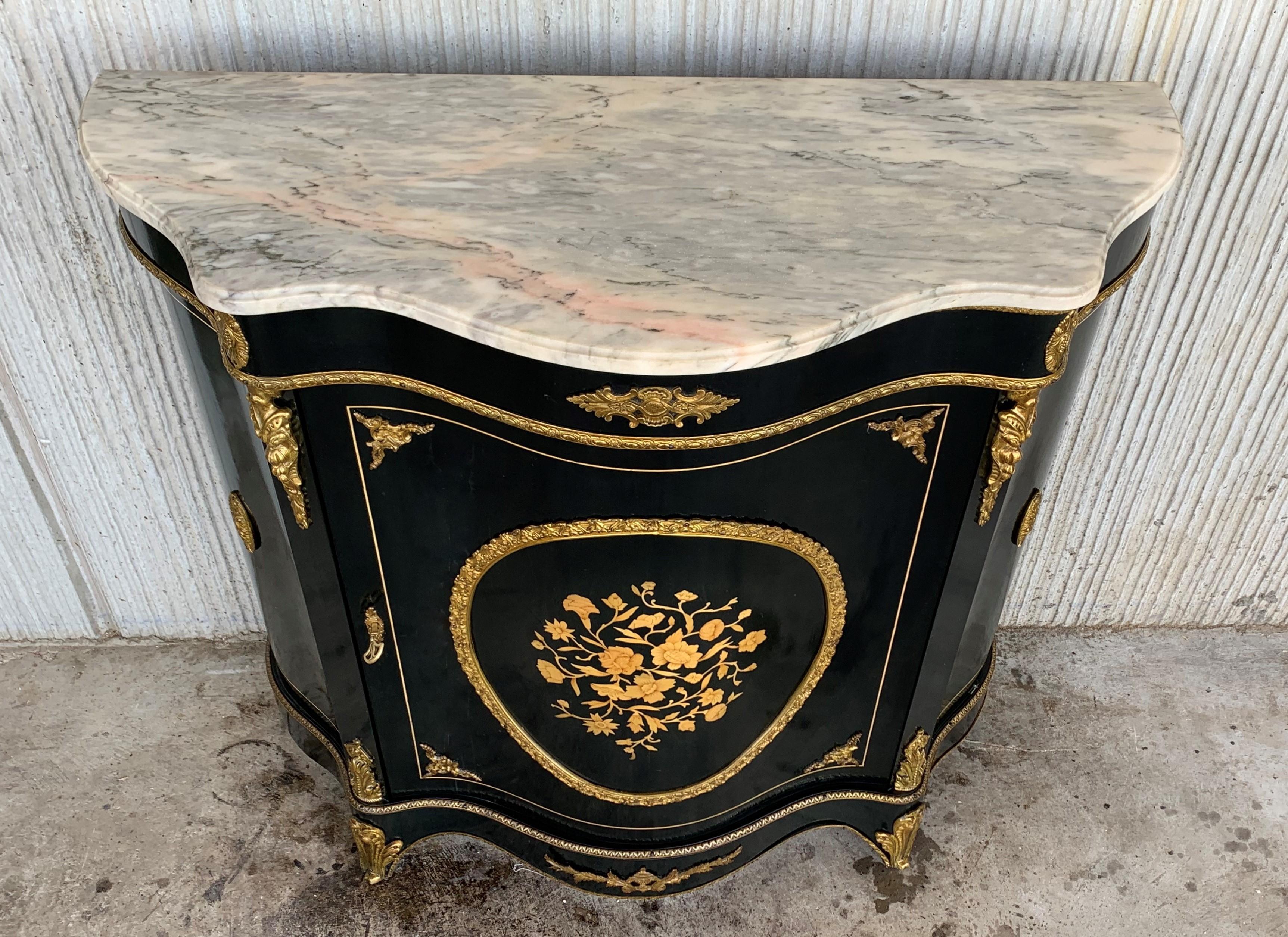 Bronze French Stone Overlay Ormolu Mounted Cabinet, 19th Century For Sale