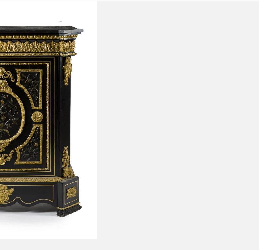 French Stone Overlay Ormolu Mounted Cabinet, 19th Century For Sale 1