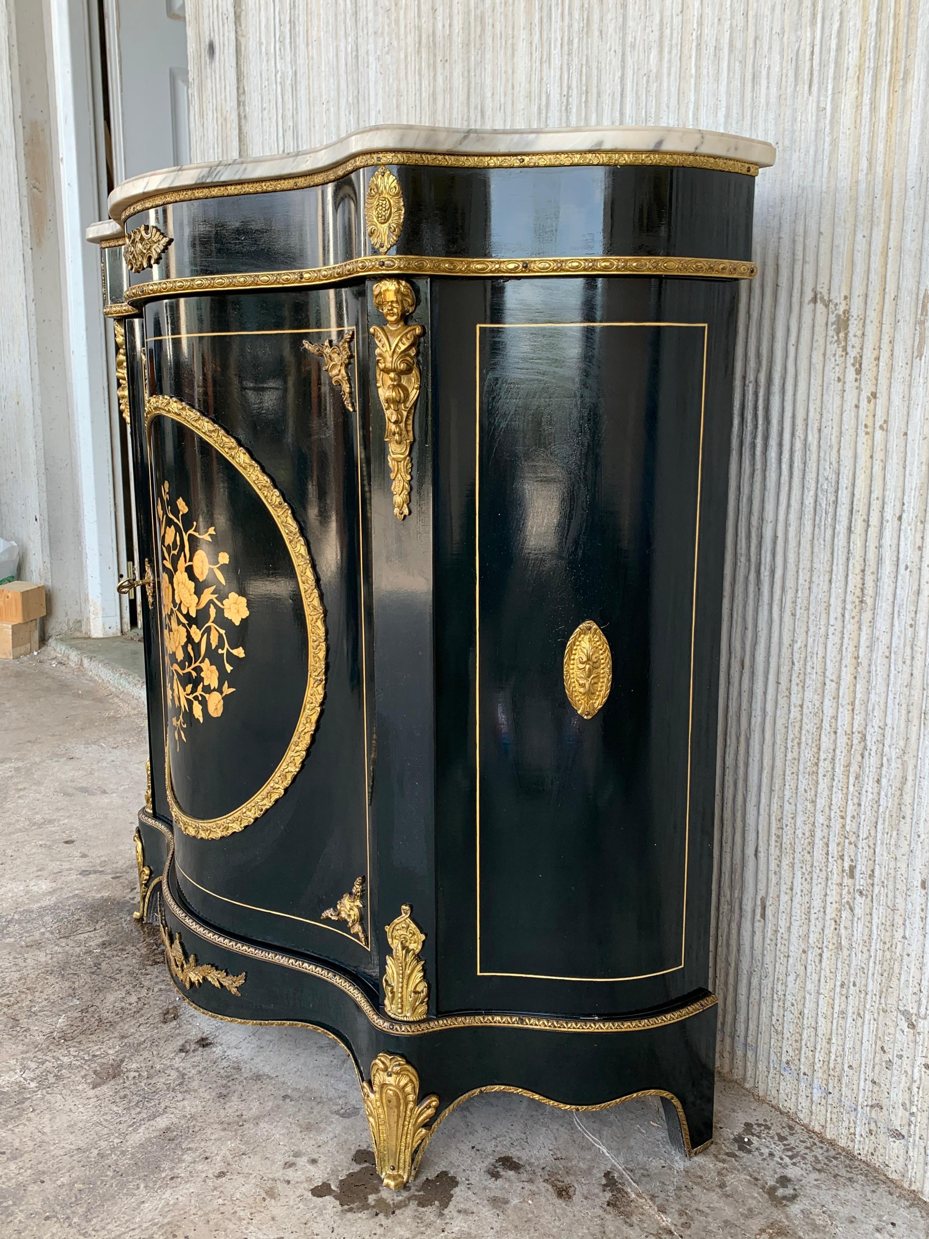 French Stone Overlay Ormolu Mounted Cabinet, 19th Century For Sale 1