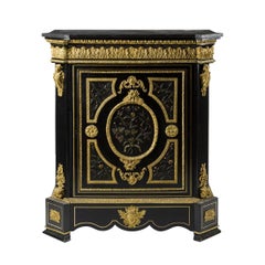 Antique French Stone Overlay Ormolu Mounted Cabinet, 19th Century