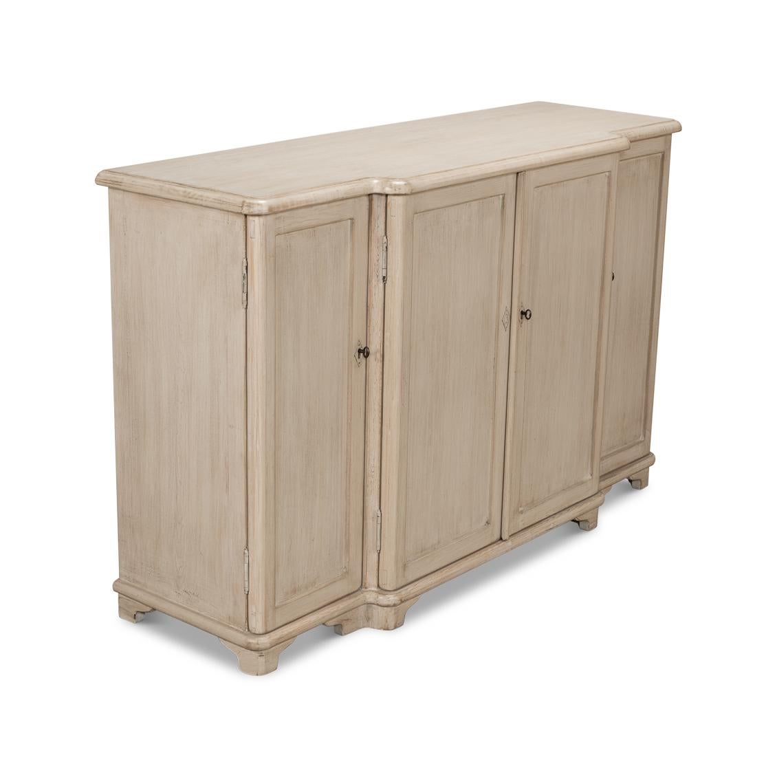 Wood French Stone Painted Breakfront Credenza For Sale