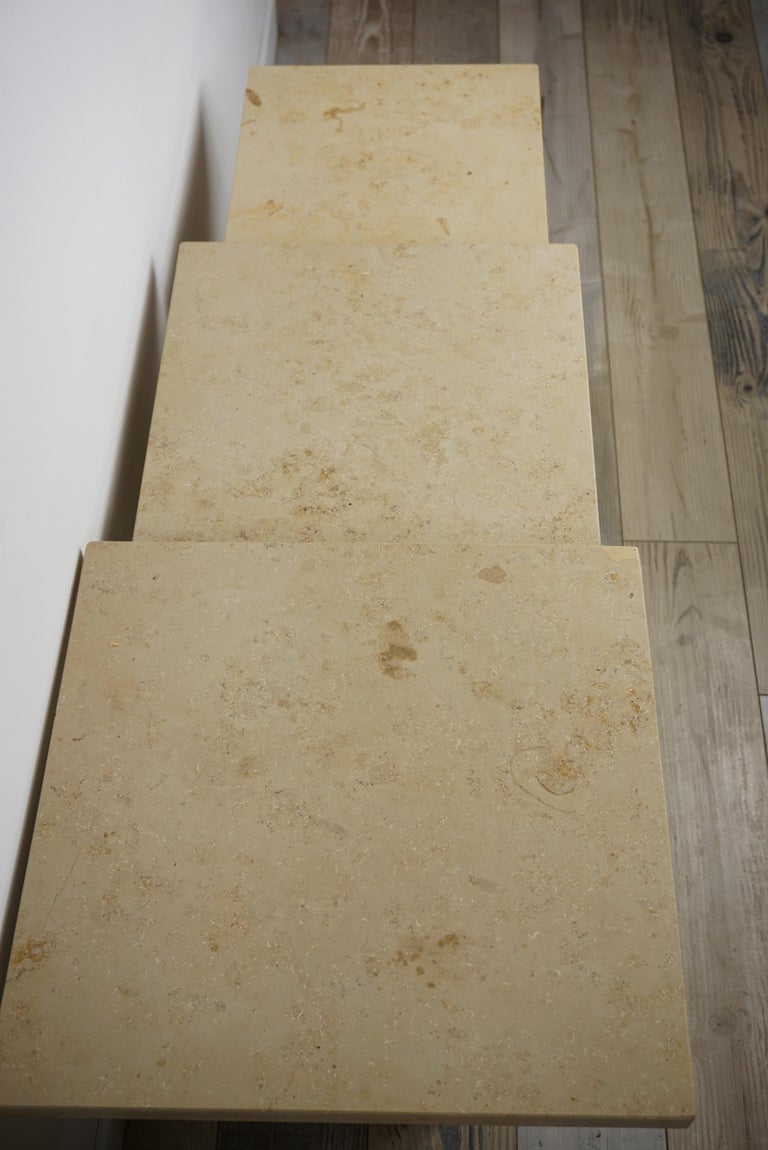Travertine French Marble Stone Side Tables Gigogne Set For Sale 7